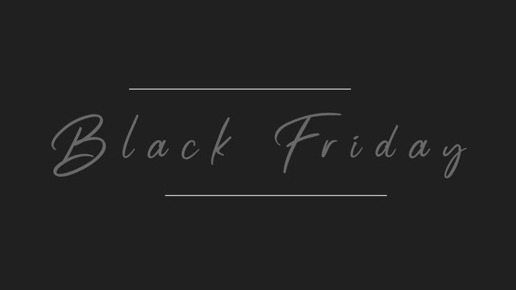 Black Friday with white lines on black gradient