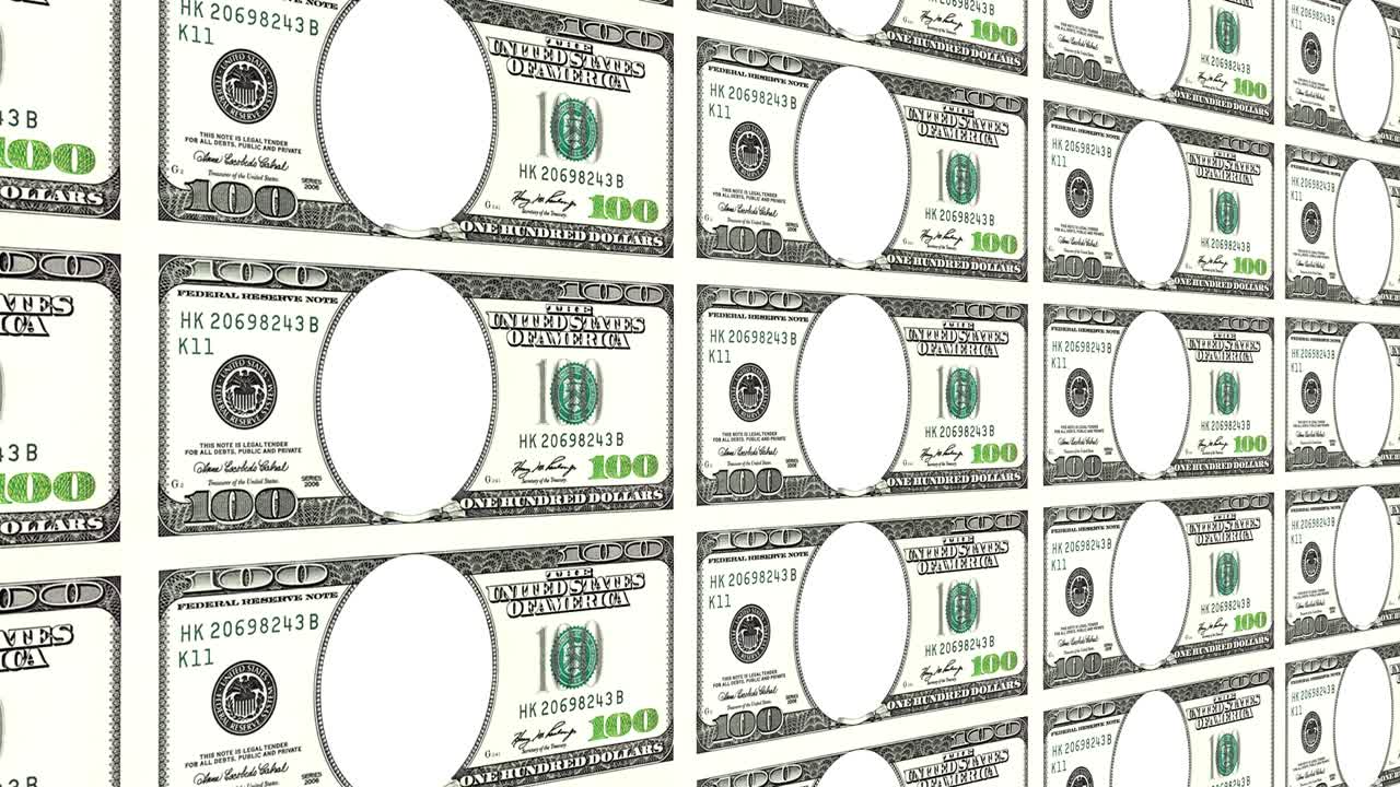 얼굴이 없는 100달러 지폐는 3d로 이 여 있습니다.