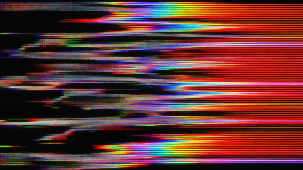 Digital Glitch Effect with Colorful Horizontal Lines and Noise