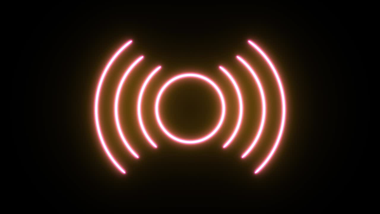 Neon light icon animation. 4K UHD black background.