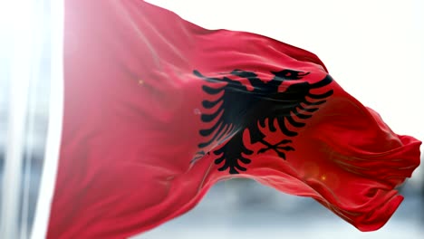 albania flag slow waving. close up flag waving. seamless loop