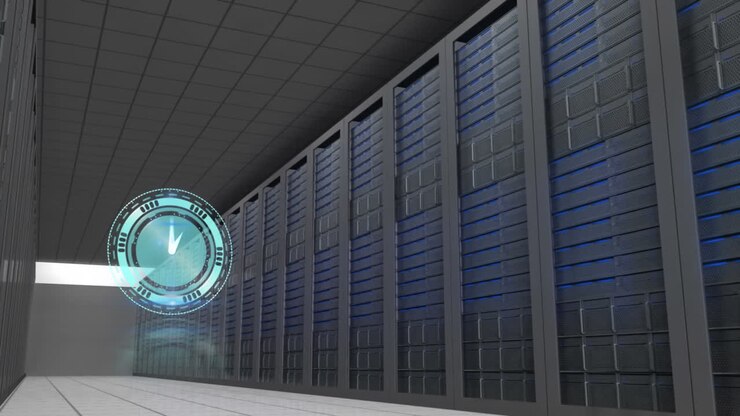 Animation of clock over server room