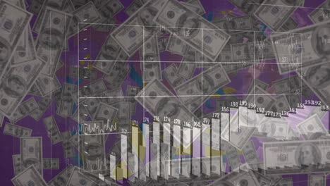 animación del procesamiento de datos sobre billetes