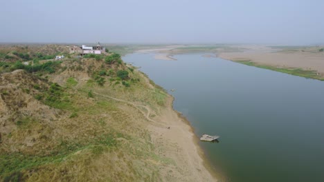 ravines of chambal river aerial drone shot