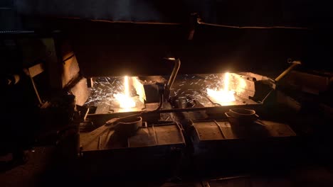 continuous casting machine at the metallurgical plant