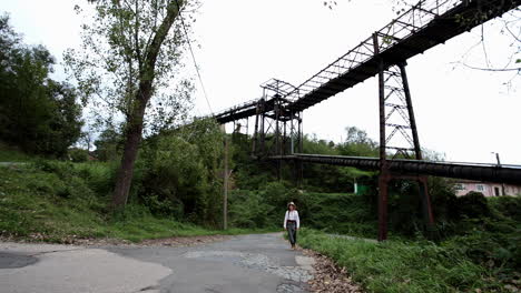 romanian girl visits industrial ruins