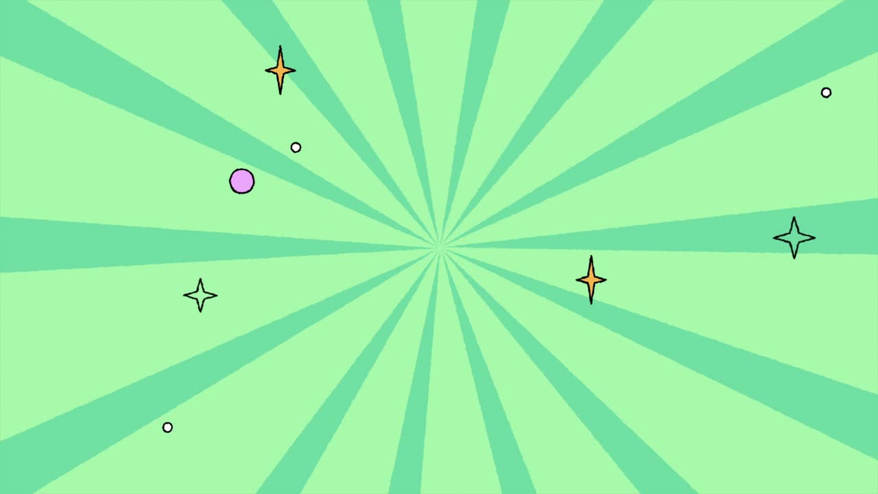 el fondo de las tiras cómicas de sunburst giratorias verdes, la animación del canal de video. el fondo de la animación.
