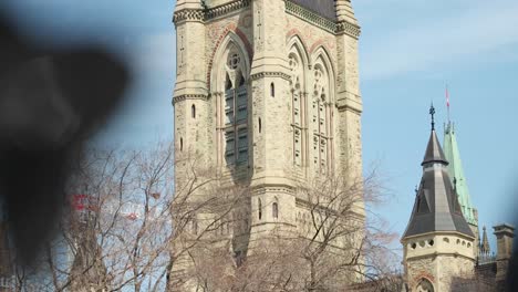 Parliament-building-West-Block-from-Wellington-Street-in-Ottawa,-Ontario,-Canada