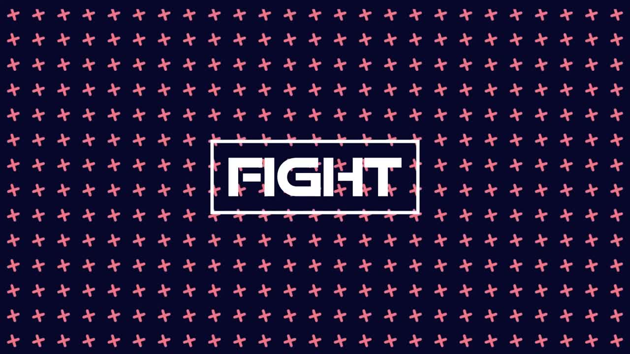 animación del texto de la pelea sobre múltiples cruces