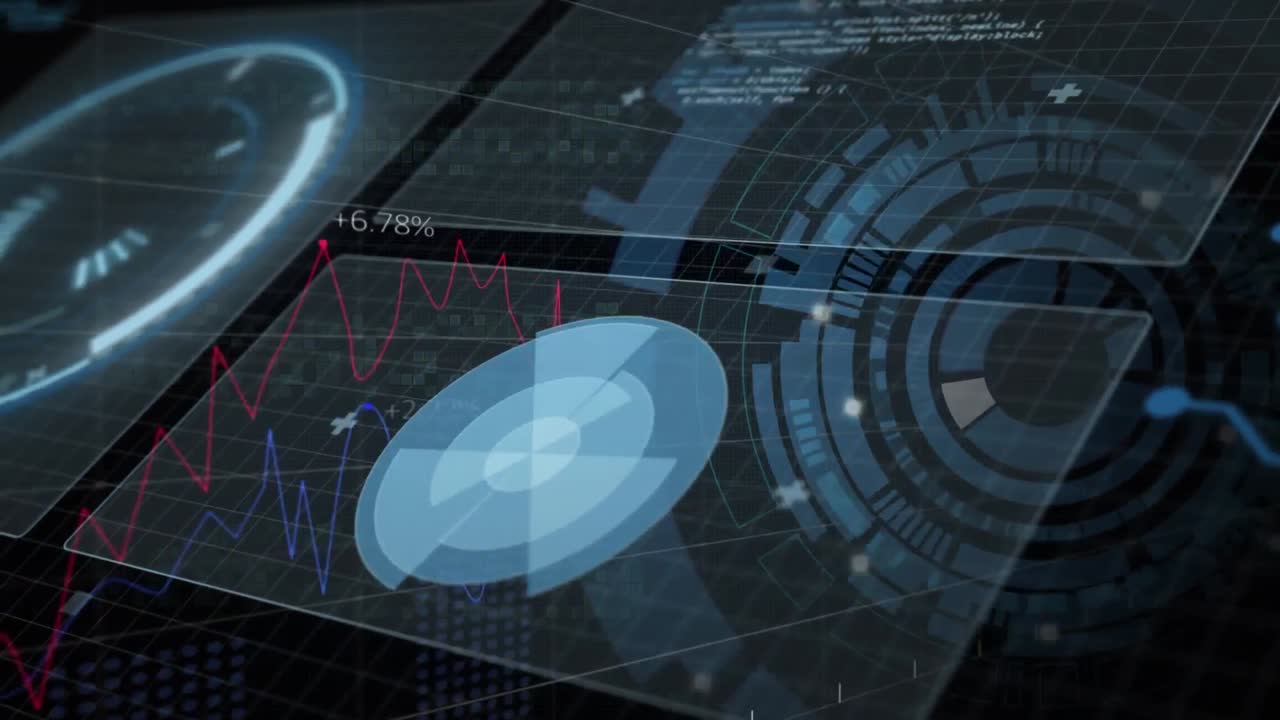 animación del escaneo del alcance sobre el procesamiento de datos financieros sobre un fondo negro