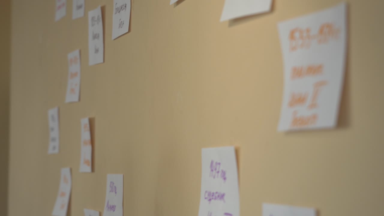 persona que publica notas pegajosas en la pared