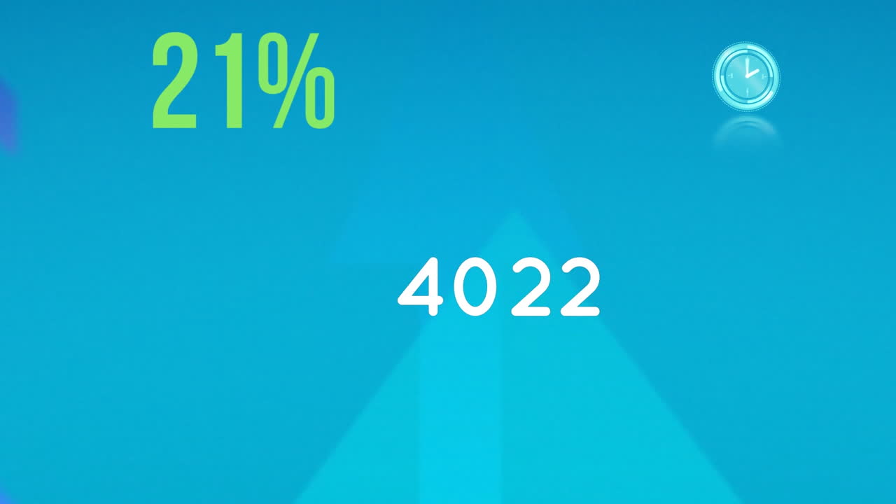 숫자가 바뀌고 시계가 화살표를 가로지르는 애니메이션