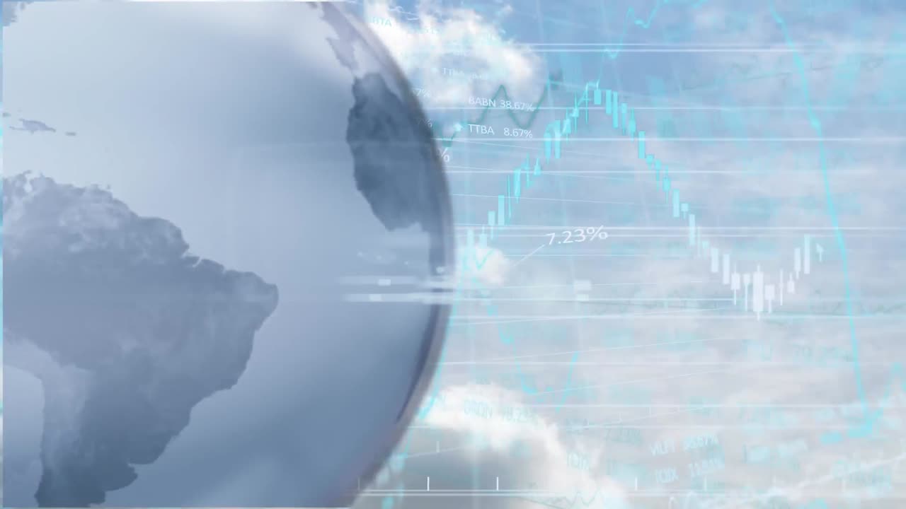 グローブとクラウド上の金融データ処理のアニメーション