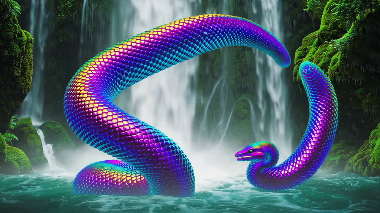 Rainbow Serpent in a Waterfall