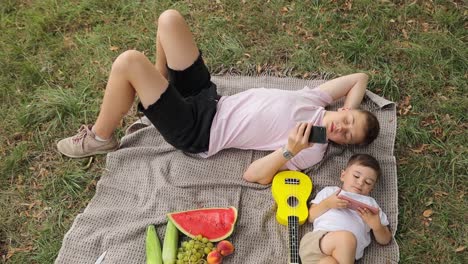 Brothers had a Picnic in the Park Cute Children Having Fun together Brothers had a Picnic in the Park Cute Children Having Fun together High Quality Footage