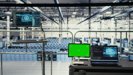 mockup device in data center with supercomputers gear built for ai
