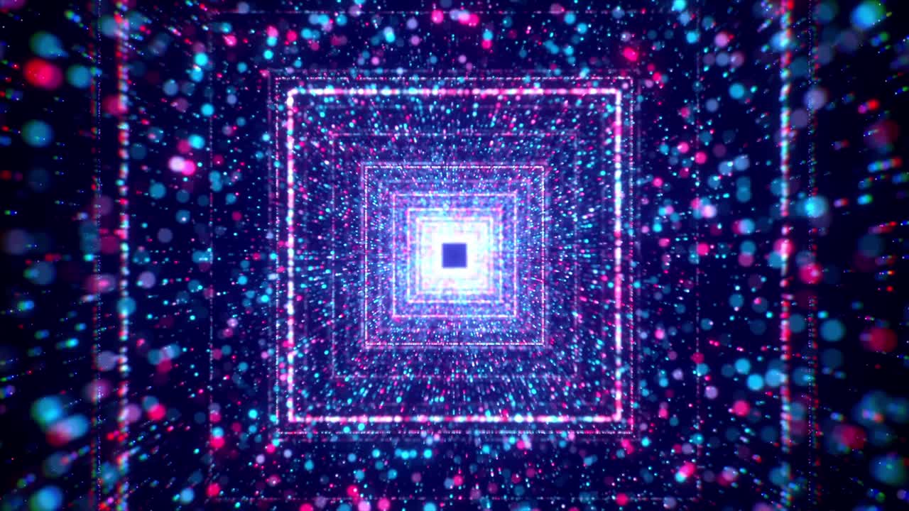 túnel brillante abstracto con luces cuadradas