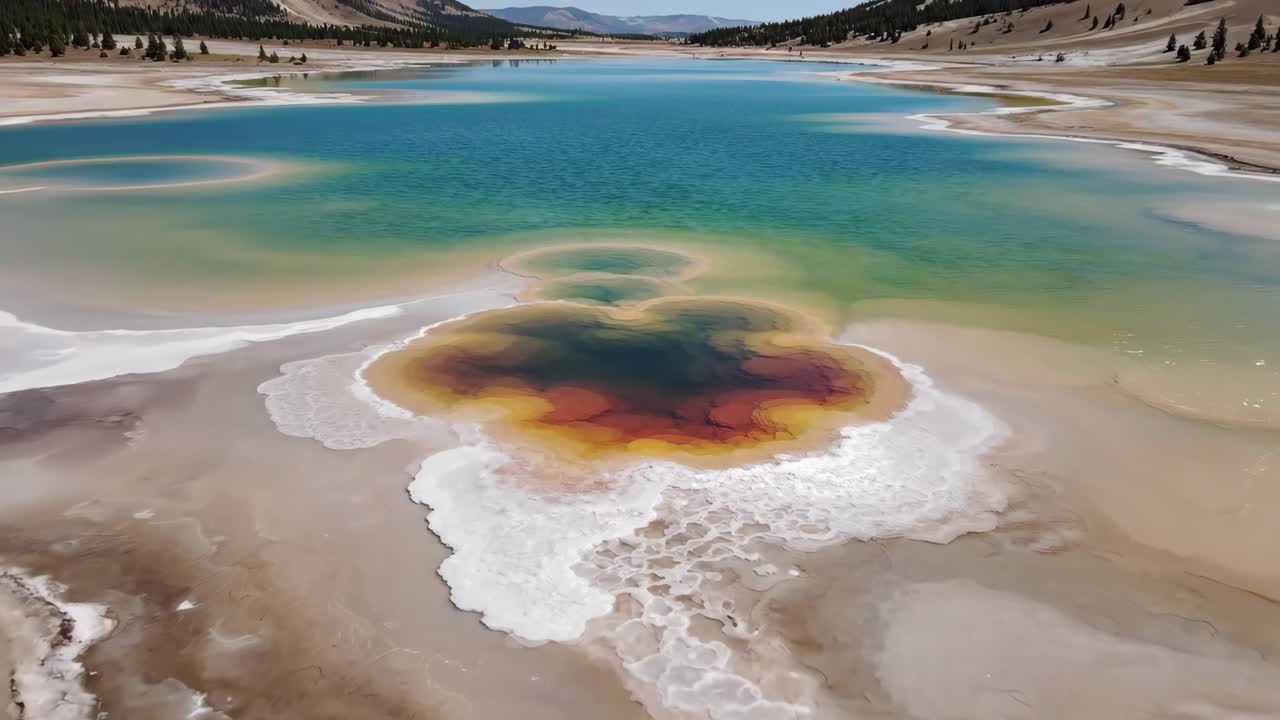 Aerial View of Grand Prismatic Spring in Yellowstone National Park