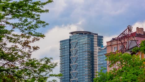 a 4k timelapse of a business building skyscraper in the city center of sofia, bulgaria.