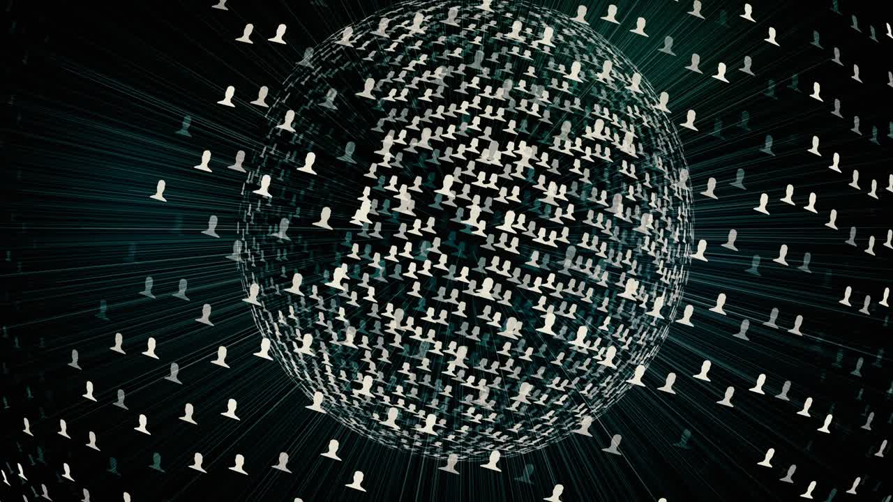 en la esfera conectados los avatares de hombres y mujeres