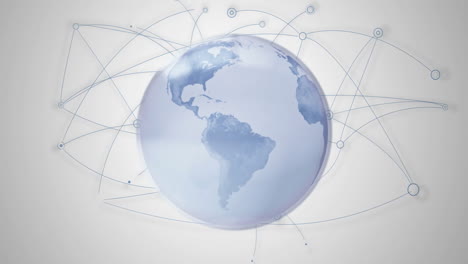 animation of globe with network of connections over white background