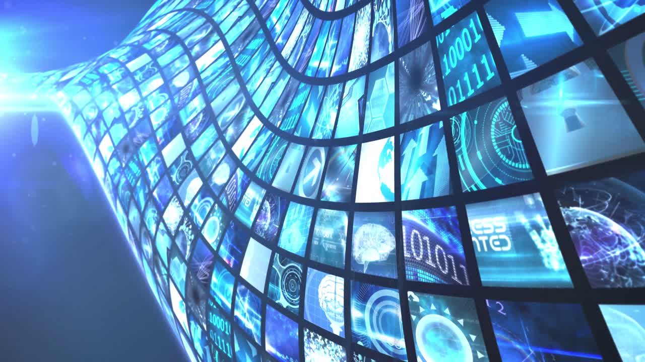 디지털 데이터로 화면 네트워크의 애니메이션