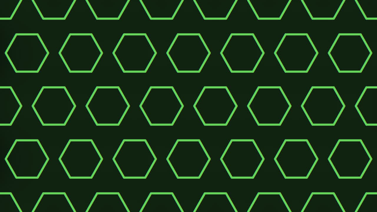 Symmetrical dark green hexagon pattern with overlapping shapes forming a seamless design on a black background, creating an intricate and visually appealing geometric arrangement