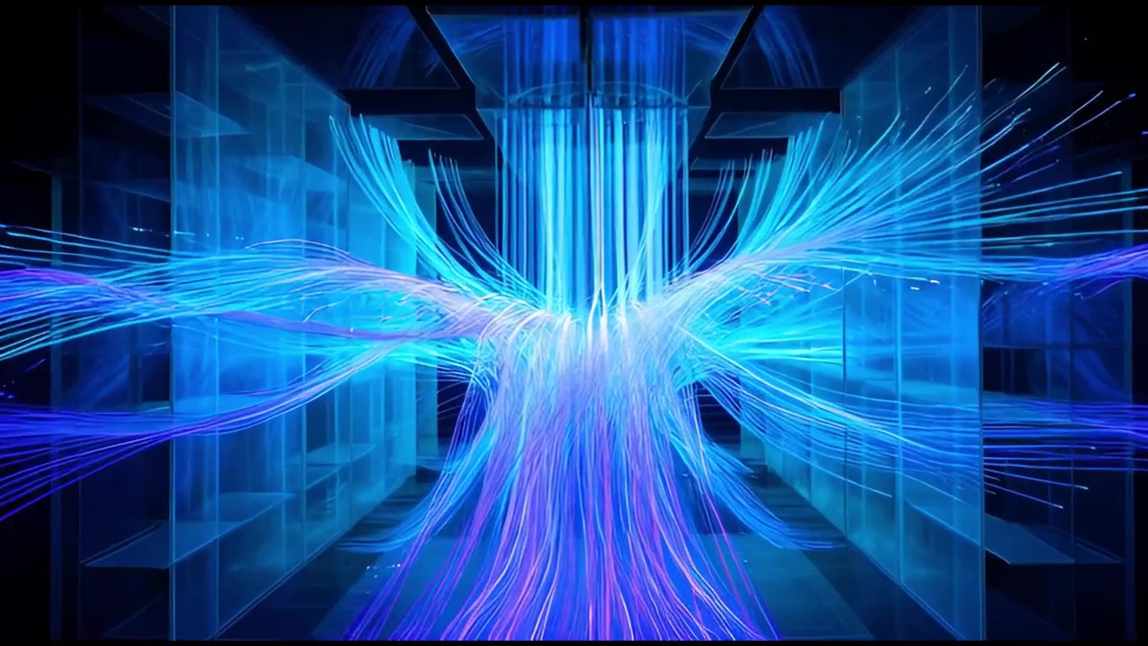 Glowing Blue and Purple Data Lines Connecting in a Digital Space