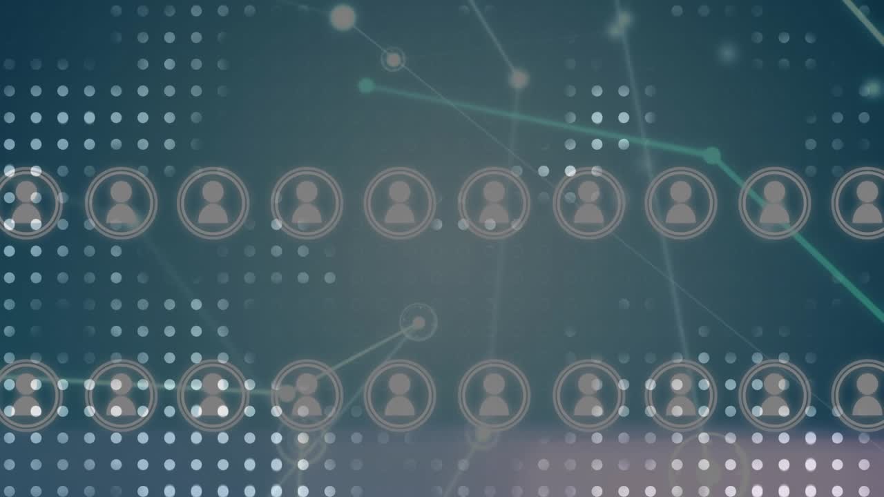 Animation of network of connections with icons over spots
