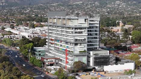 Drone-shot-of-a-modern-apartment-block-in-the-city