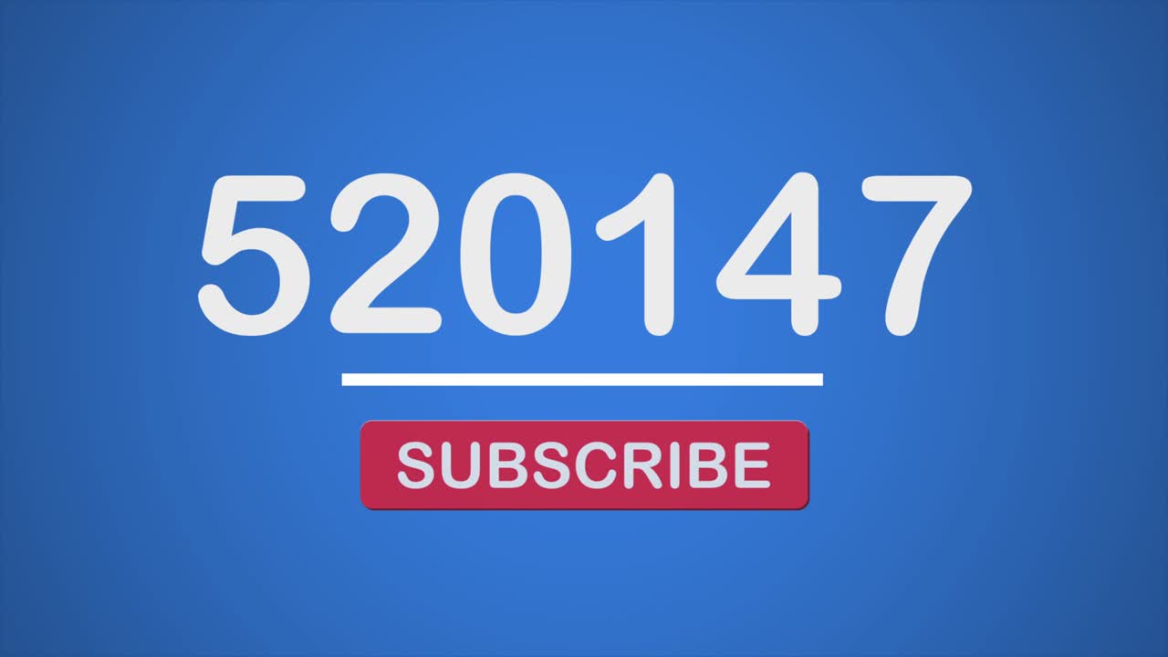 un número de suscriptores aumenta de 0 a 1000000 personas. anamation fluido en fondo azul. este clip fue creado en 4k 24fps.