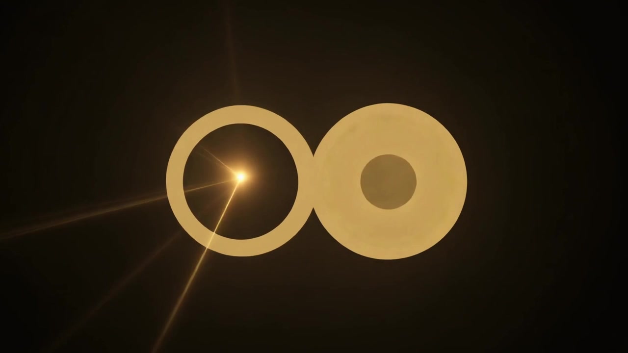 Abstract Golden Circles Animation with Light Flares