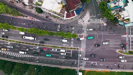 aerial view of a busy city intersection