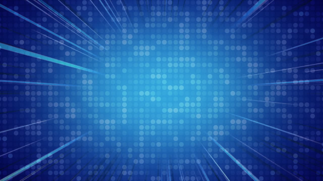 Light trails flickering against mosaic squares on  blue background