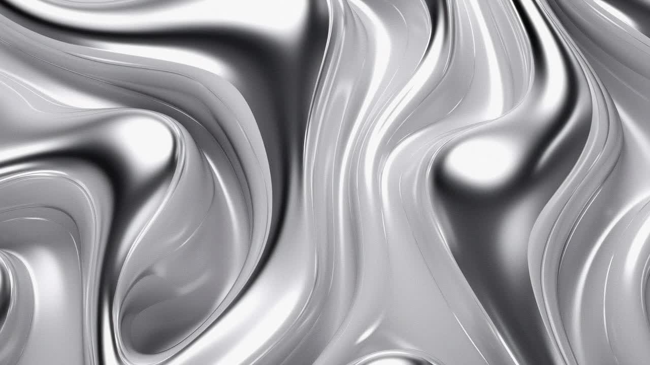 Abstract video of liquid metal with a close-up angle, showcasing swirling patterns and reflective