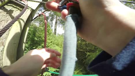 attaching harness to assault course