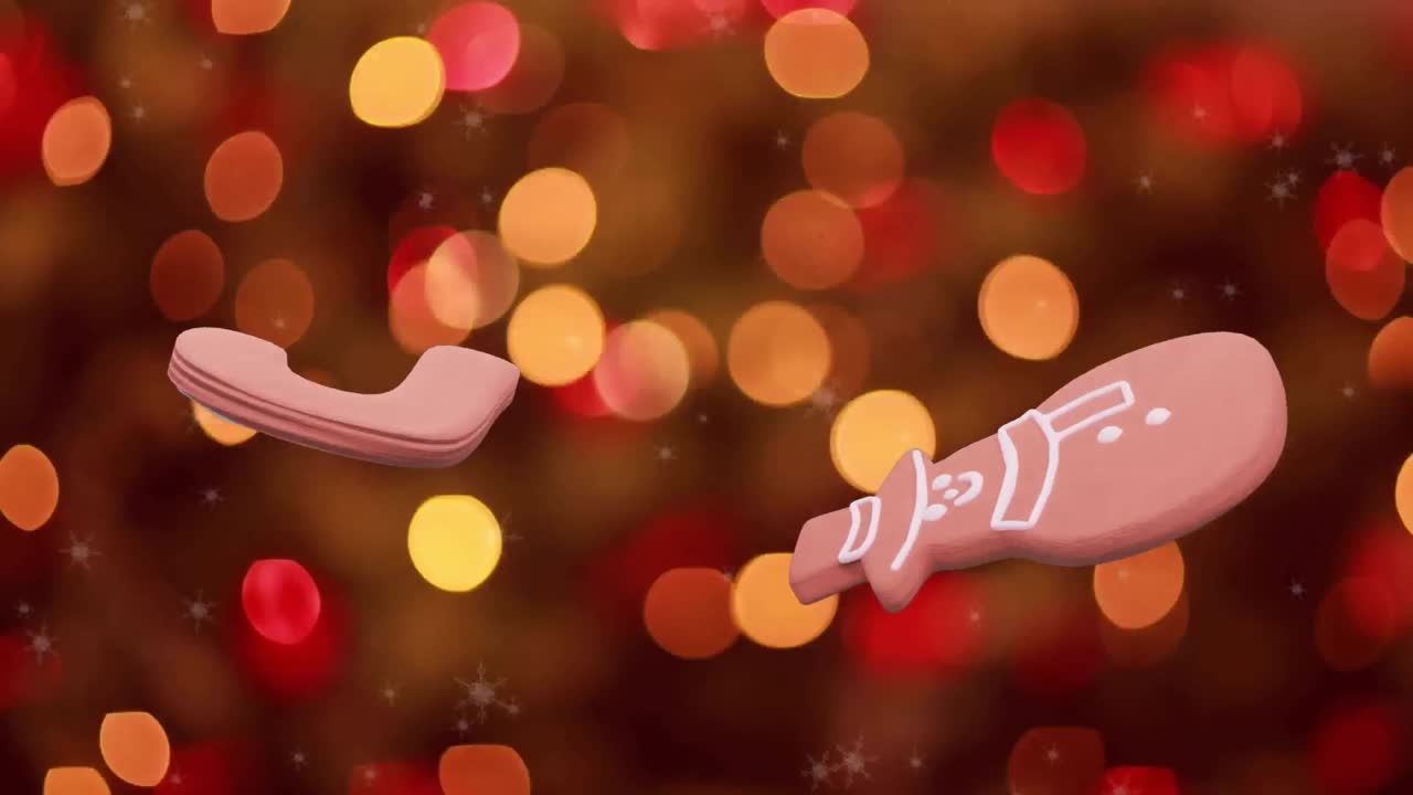 Animasjon av julepepperkaker over juletrelys