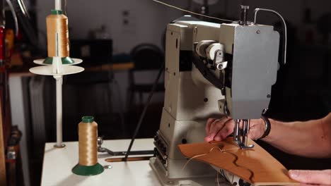 leather repair with a vintage sewing machine