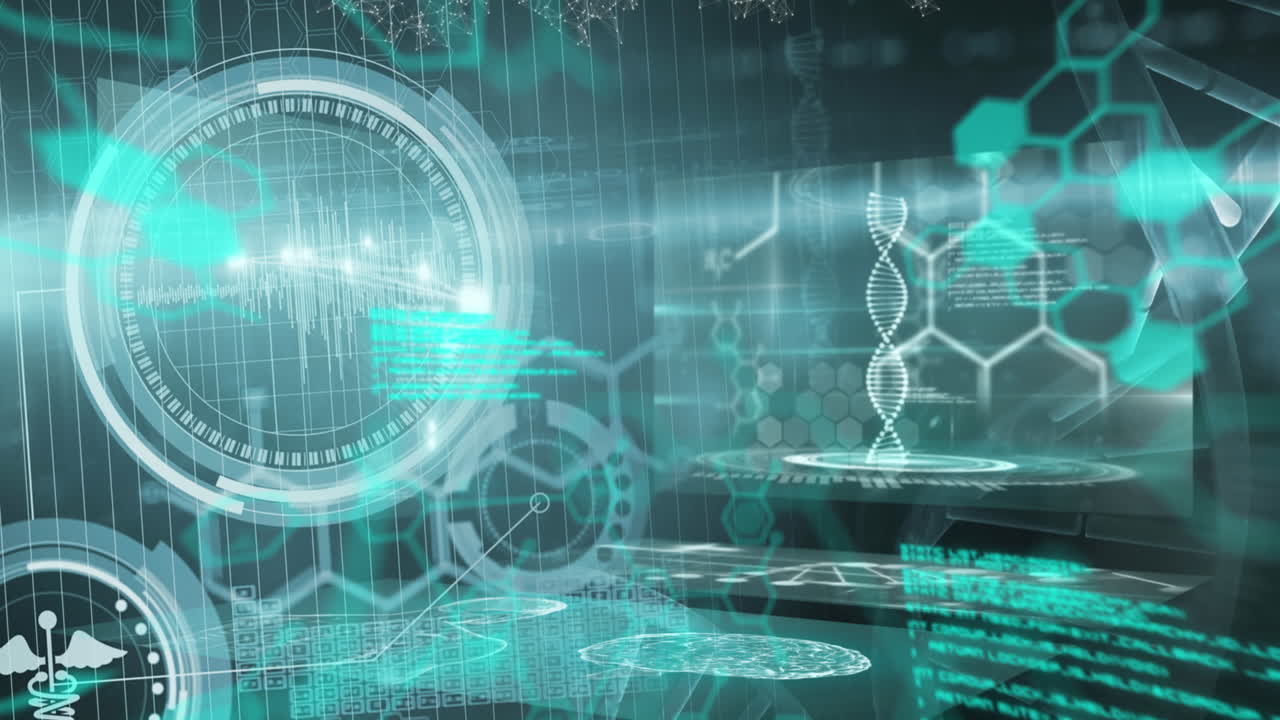 데이터 처리를 통한 디지털 인터페이스 화학 공식의 애니메이션