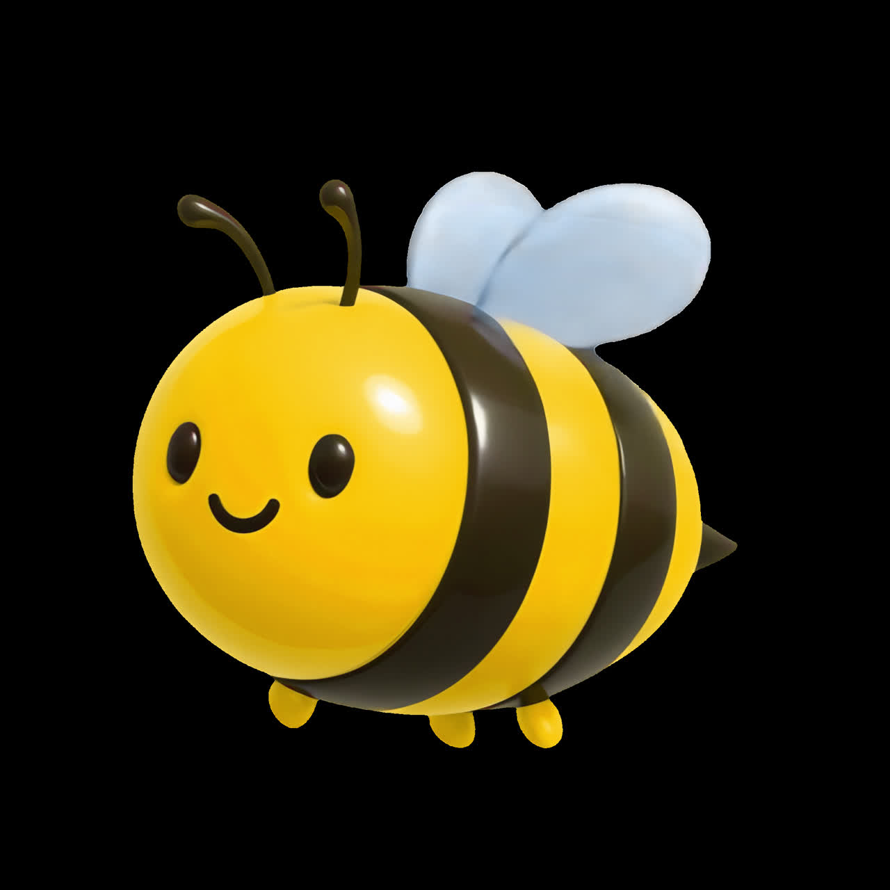 Cute 3D cartoon bee illustration animation isolated asset, transparent ...