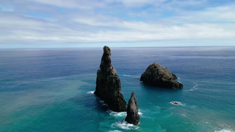 unique rock formation on the beach side in madeira