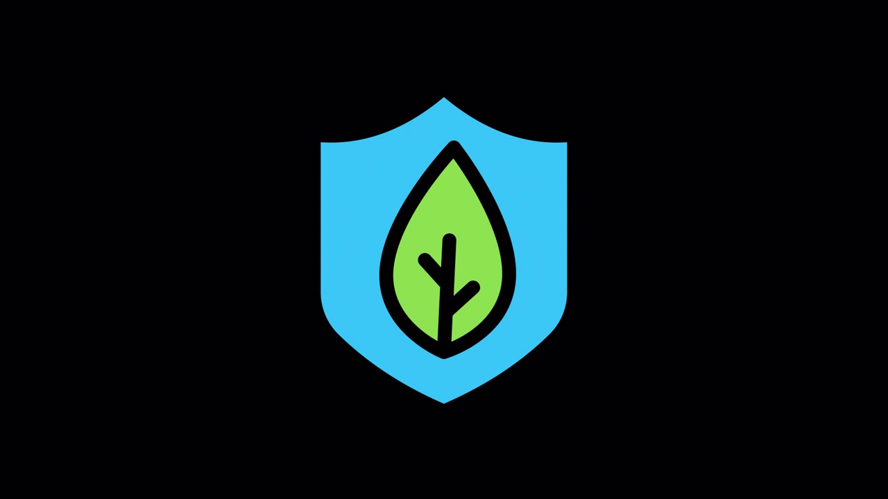 Animated Green Leaf Inside a Blue Shield Icon