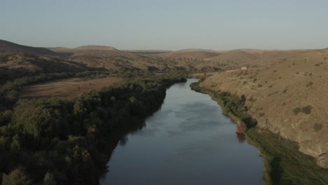 drone shot over a beautiful river in morocco