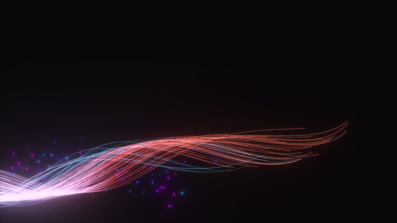 Flowing glowing neon lines with black background, 3d rendering.