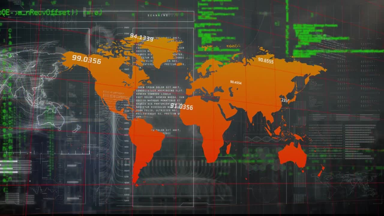 animación del mapa del mundo y procesamiento de datos