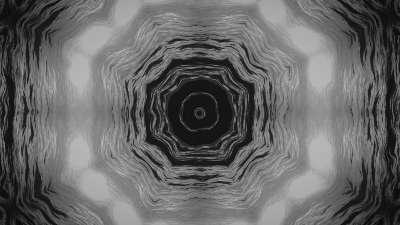 Black And White Circular Fractal Seamless Loop