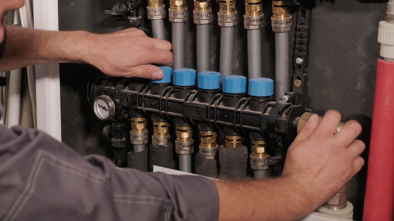 técnico de hvac instala sistemas de calefacción, ventilación y aire acondicionado