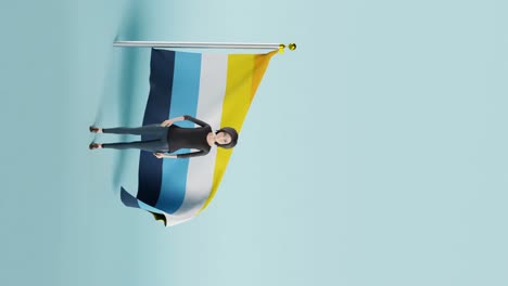 a-Vertical-video-of-AroAce-pride-flag-against-blue-background