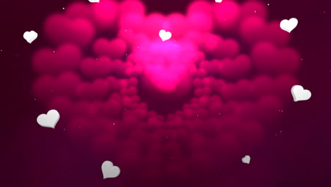 corazones rosados de san valentín en un romántico cielo rosa con nubes