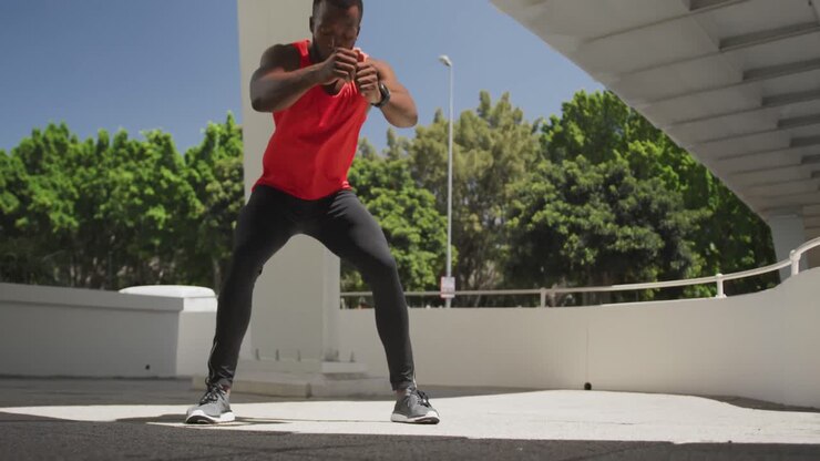 Man exercising in an urban setting